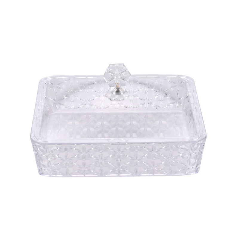 Vague Clear Square Acrylic Candy Box 27.2 x 27.2 cm Daisy Pattern