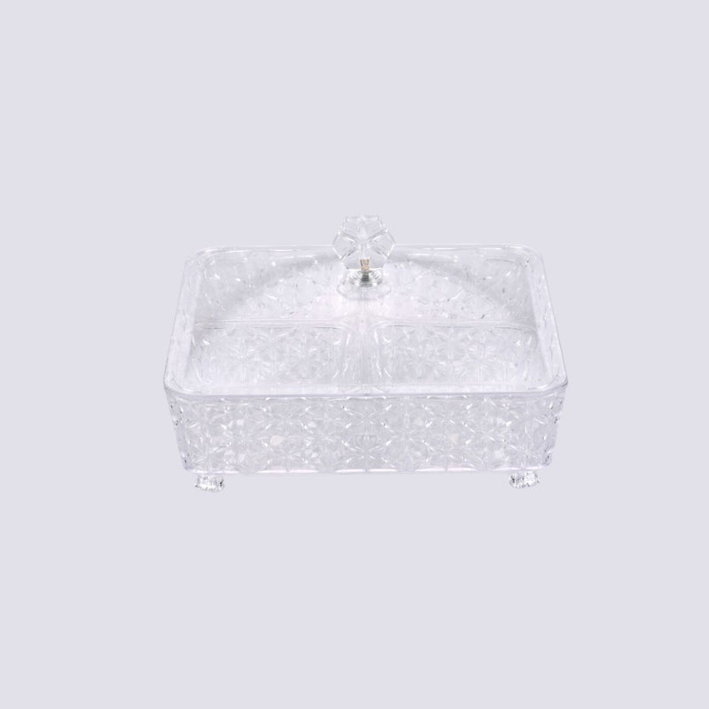 Vague Clear Square Acrylic Candy Box with Leg 27.2 cm x 27.2 cm Daisy Pattern