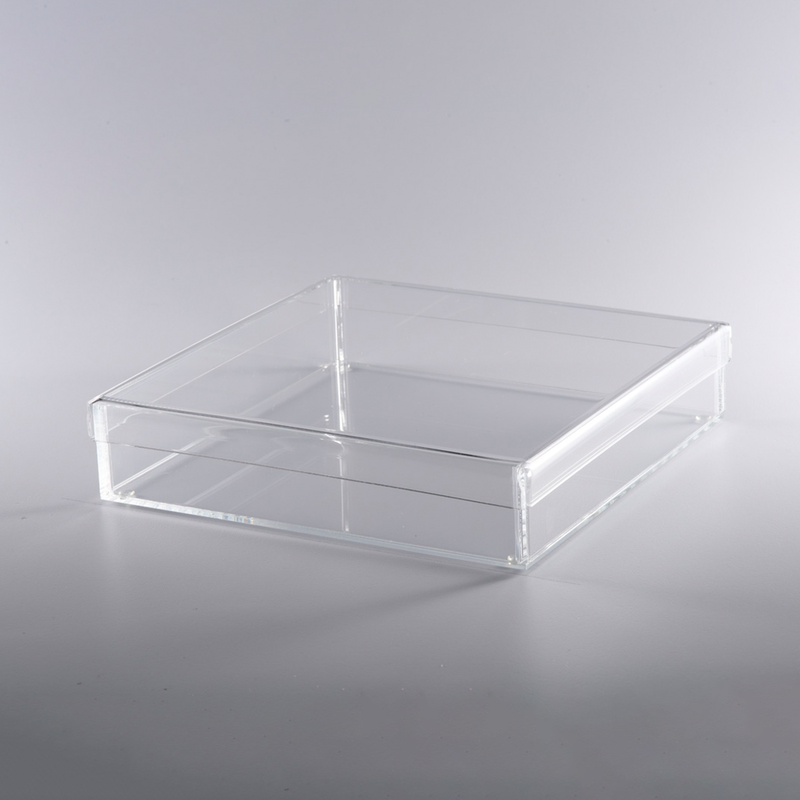 Vague Acrylic Square Serving Box with Cover 24*24*5 cm