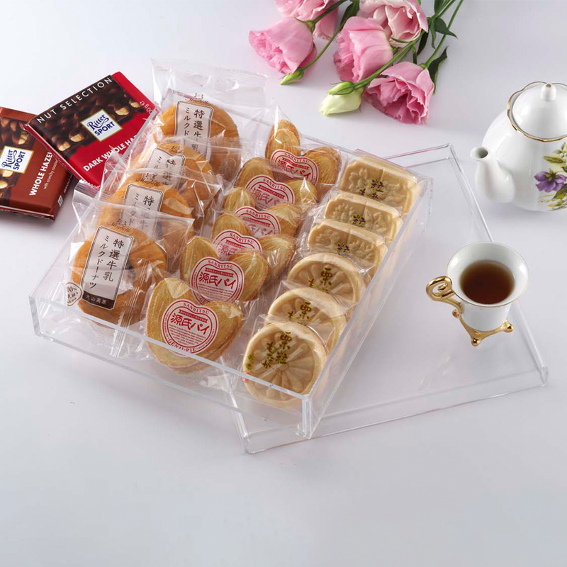 Vague Acrylic Square Serving Box with Cover 24*24*5 cm