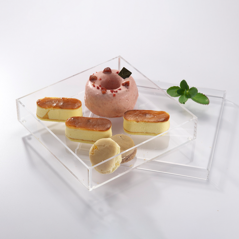 Vague Acrylic Square Serving Box with Cover 24*24*5 cm