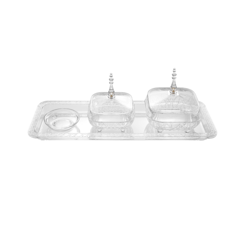 Vague Square Acrylic tray with Date Bowls Set