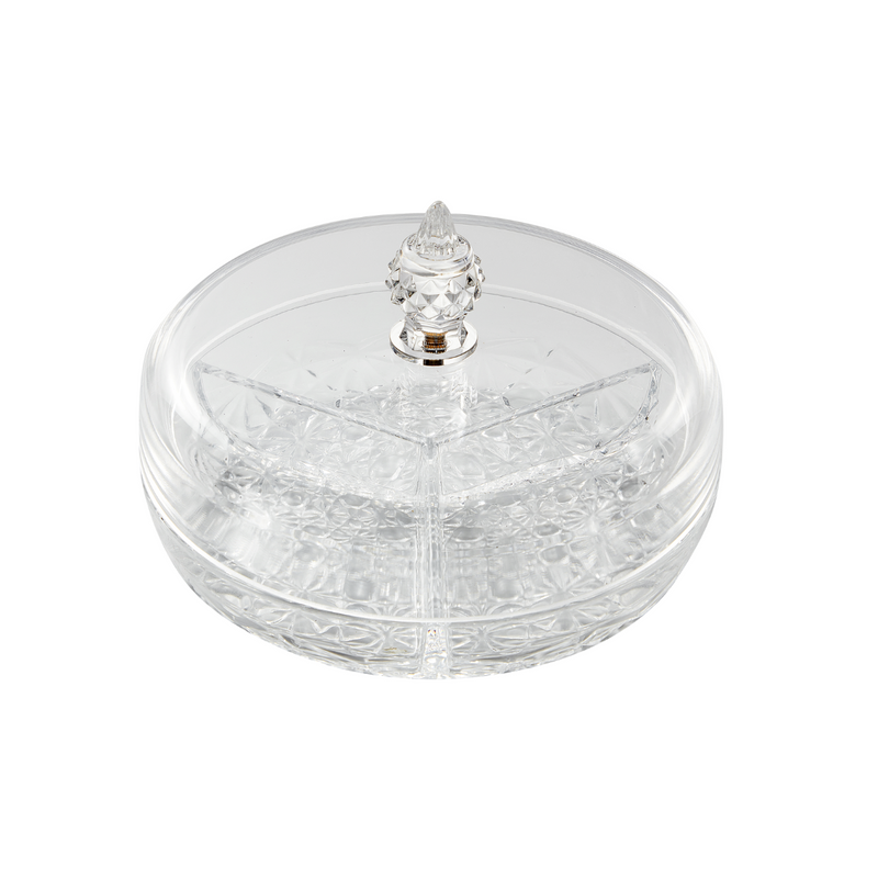 Vague Round Acrylic Candy Box with 3 Partition