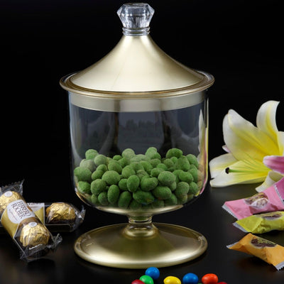 صندوق حلوى بطن أكريليك بطبعة ذهبية 15 سم من ڤاج