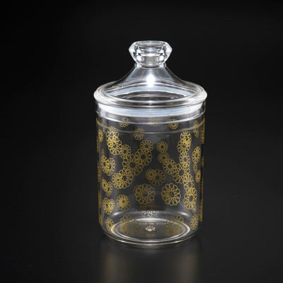 Vague Acrylic Long Clear Jar with Gold Rose S