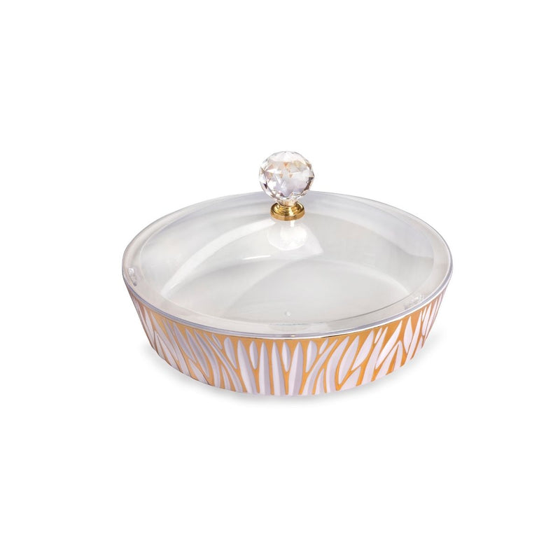 Vague Round Acrylic Candy Box with Cover Golden