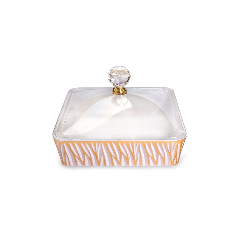 Vague Square Acrylic Candy Box with Cover Golden
