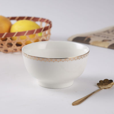 Decopor Bone China Ivory Bowl 4.5" Golden Desing - Al Makaan Store