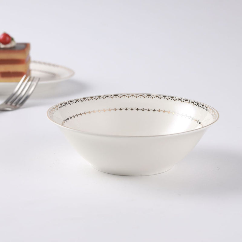 Decopor Bone China Ivory Salad Bowl Golden Design - Al Makaan Store