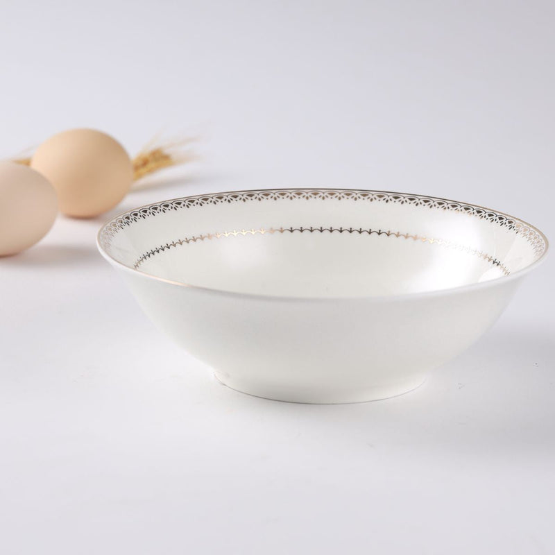 Decopor Bone China Ivory Salad Bowl Golden Design - Al Makaan Store