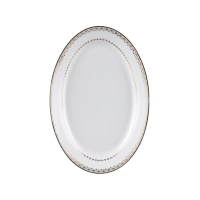 Decopor Bone China Ivory Oval Plate Golden Design - Al Makaan Store