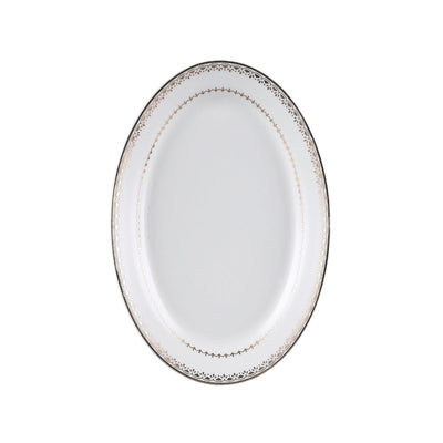 Decopor Bone China Ivory Oval Plate Golden Design - Al Makaan Store