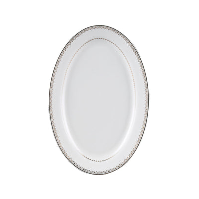 Decopor Bone China Ivory Oval Plate Golden Design - Al Makaan Store