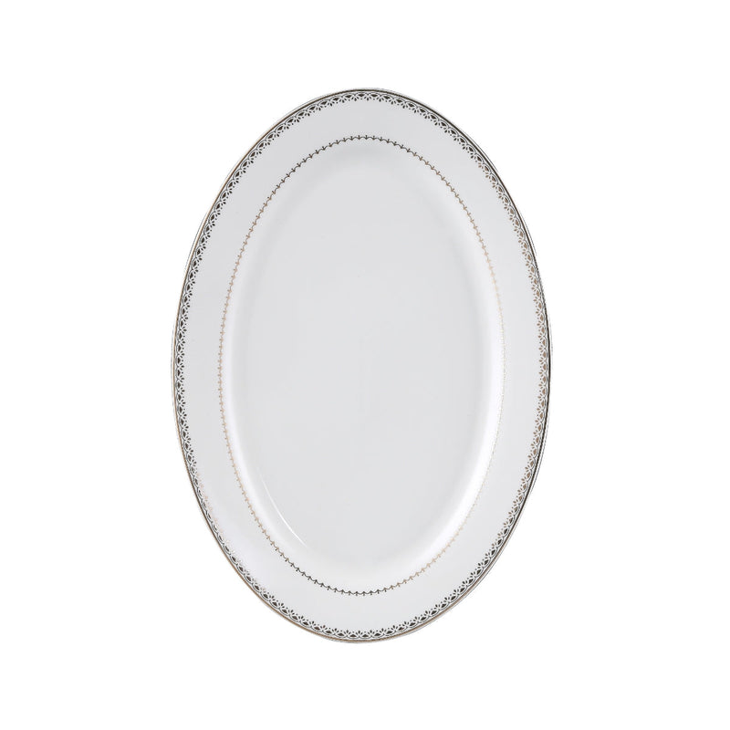 Decopor Bone China Ivory Oval Plate Golden Design - Al Makaan Store