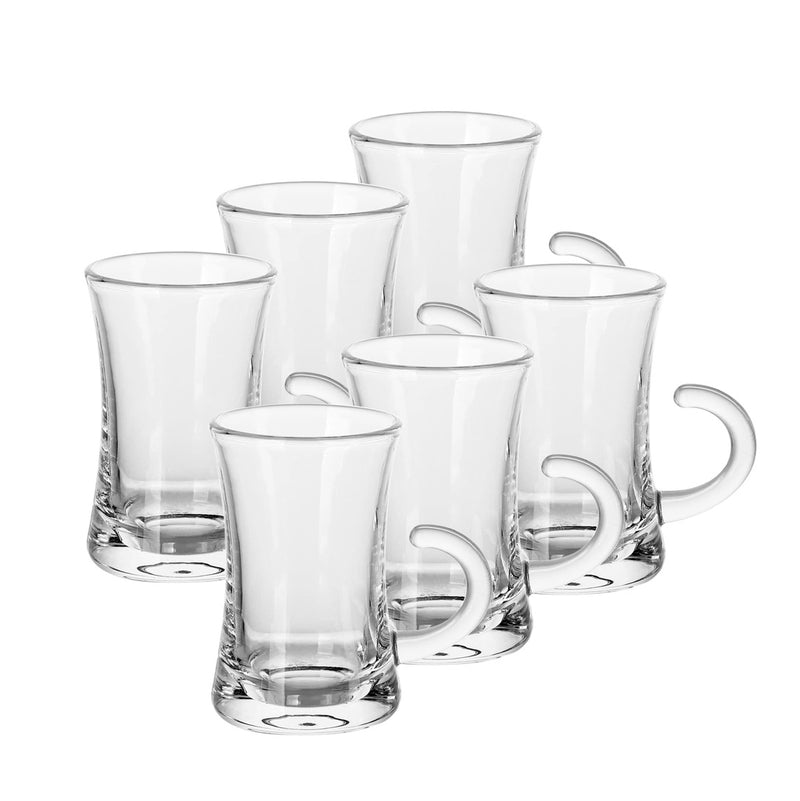 Glass 6 Pcs Tea Cup Set 110 ml - Plain