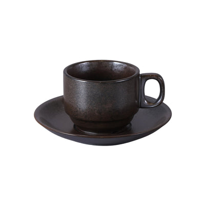 Porceletta Rustic Porcelain Reactive Glaze Tea Cup & Saucer 200 ml