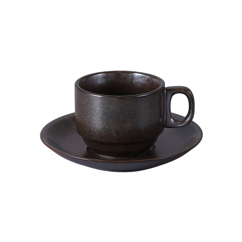 Porceletta Rustic Porcelain Reactive Glaze Tea Cup & Saucer 200 ml