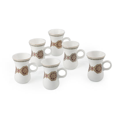 Porceletta 6 Pieces Ivory Porcelain Belly Tea Cup Set D03