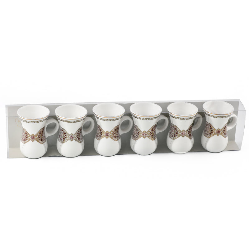 Porceletta 6 Pieces Ivory Porcelain Belly Tea Cup Set D03