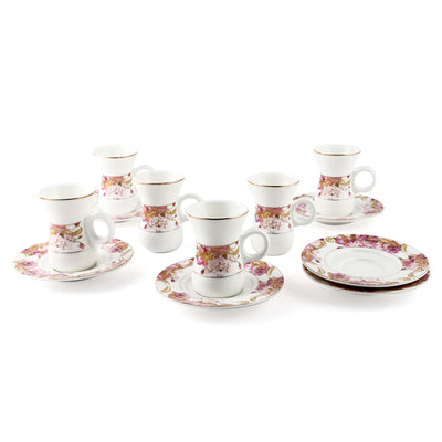 Porceletta 12 Pieces Ivory Belly Tea Cup & Saucer