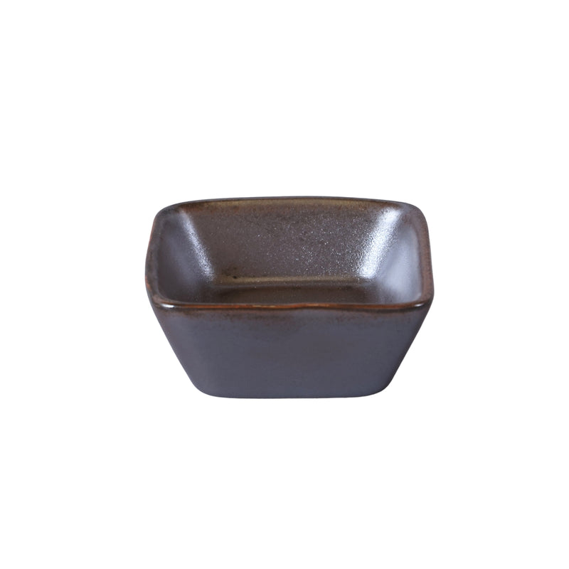 Porceletta Rustic Black Reactive Glaze Porcelain Square Dish 7 cm