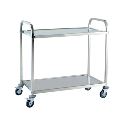 Jiwins 2-Tier Stainless Steel Serving Trolley Square tube 100 kg