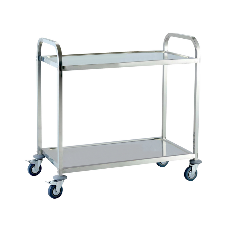 Jiwins 2-Tier Stainless Steel Serving Trolley Square tube 100 kg