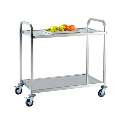Jiwins 2-Tier Stainless Steel Serving Trolley Square tube 100 kg