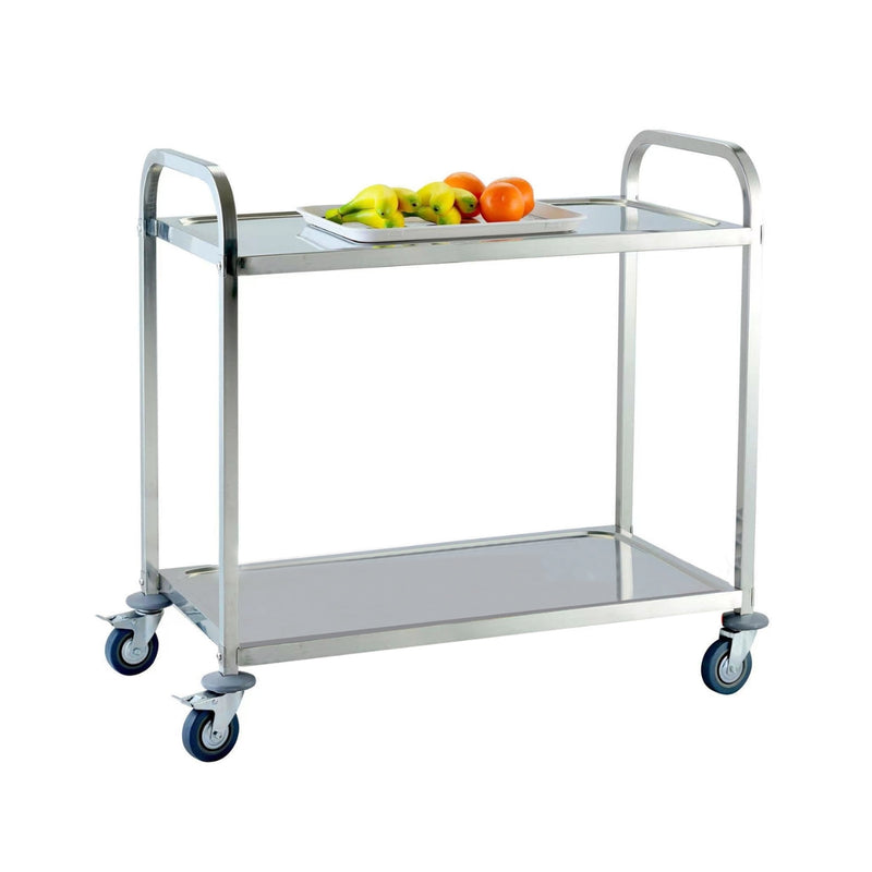 Jiwins 2-Tier Stainless Steel Serving Trolley Square tube 100 kg