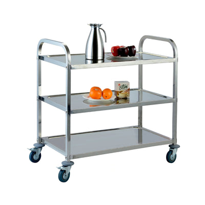Jiwins 3-Tier Stainless Steel Serving Trolley Square Tube 150 kg
