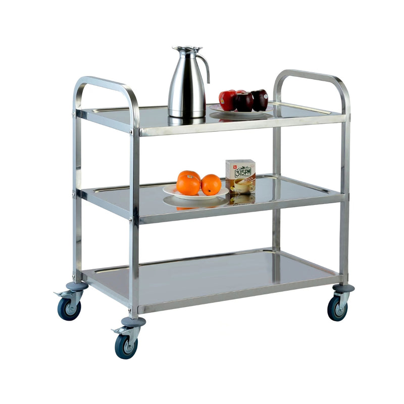 Jiwins 3-Tier Stainless Steel Serving Trolley Square Tube 150 kg