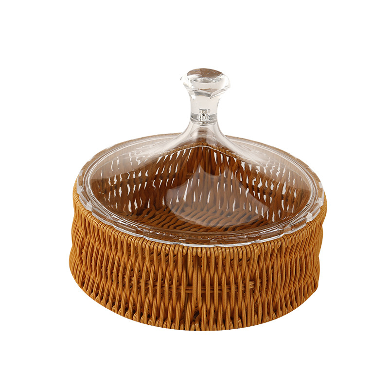 PP Round Rattan Basket with Acrylic Cover