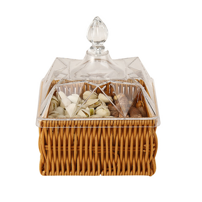 PP Square Rattan Basket with Acrylic Cover