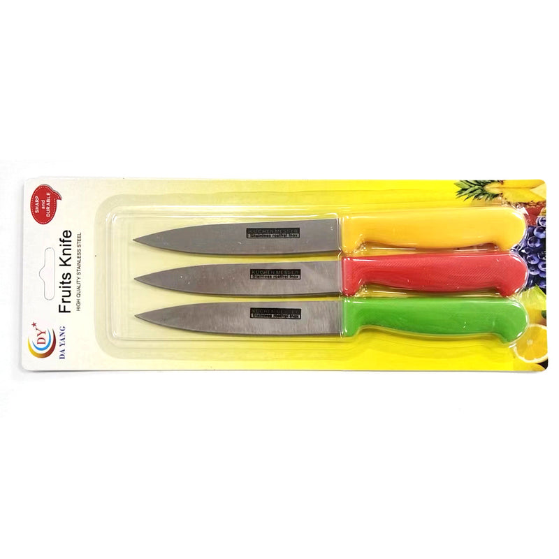Stainless Steel 3 Pieces Fruit Knives Set Dot Color handle