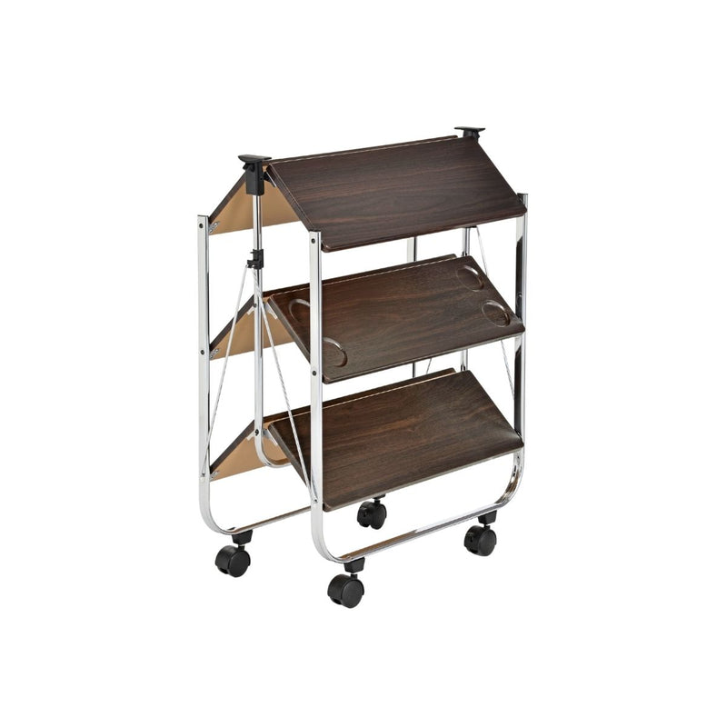 Vague Wooden Foldable Trolley with Metal Basket