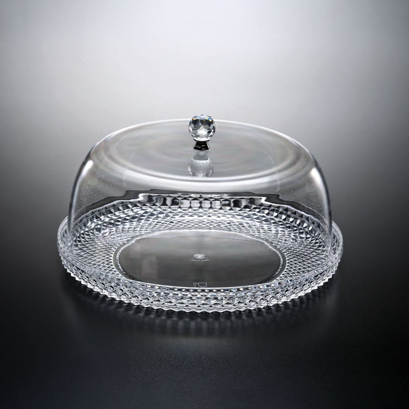 Vague Acrylic Transparent Diamond Round Cake Serving Box 32.8 cm x 16.7 cm - Al Makaan Store