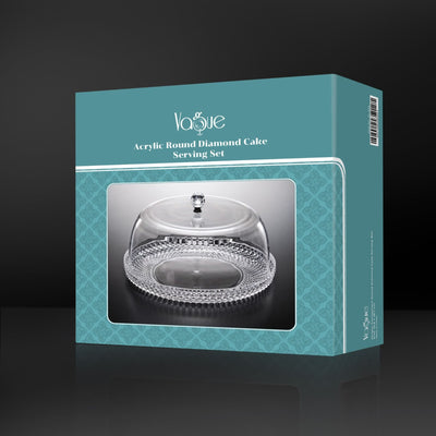 Vague Acrylic Transparent Diamond Round Cake Serving Box 32.8 cm x 16.7 cm - Al Makaan Store