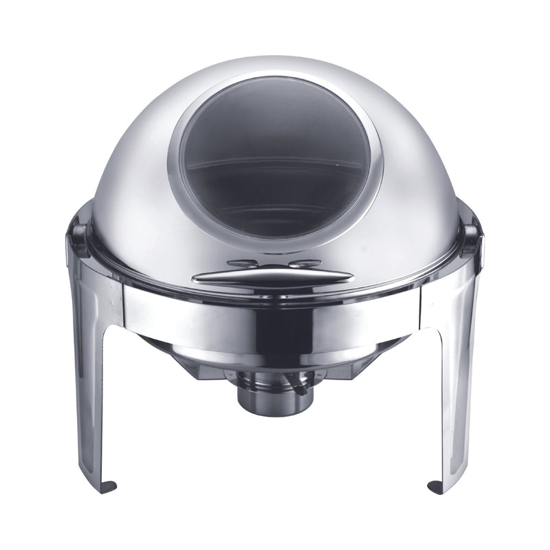Vague Stainless Steel Round Chafing Dish 6 Liter with Glass Windor and Fuel Holder