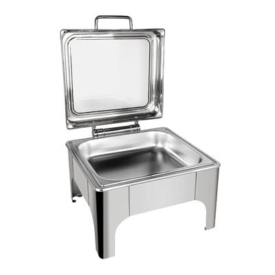 Vague Stainless Steel 6 Liters 2/3 Square Chafing Dish With Glass Lid