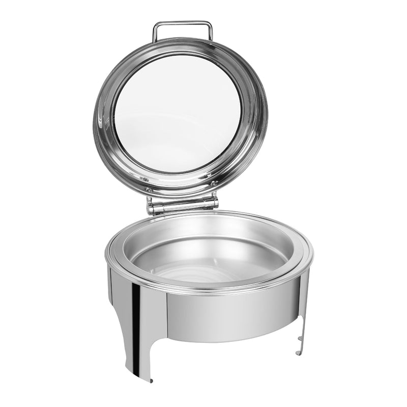 Vague Stainless Steel 6 Liters Round Chafing Dish With Glass Lid