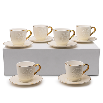 Rose Thermos  RS-132 Set of 6 Piece Milk Cup and 6 Piece Saucers Set