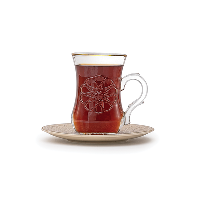 Rose Thermos RS-132 Set of 6 Piece Tea Cup and 6 Piece Saucers Set