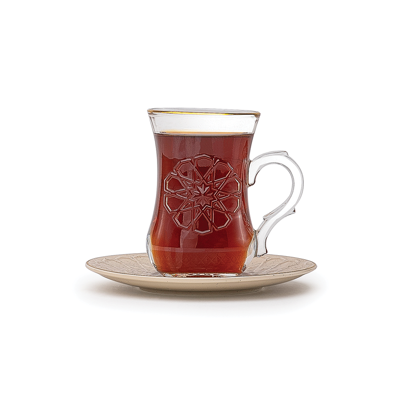 Rose Thermos RS-132 Set of 6 Piece Tea Cup and 6 Piece Saucers Set