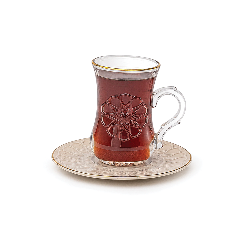 Rose Thermos RS-132 Set of 6 Piece Tea Cup and 6 Piece Saucers Set