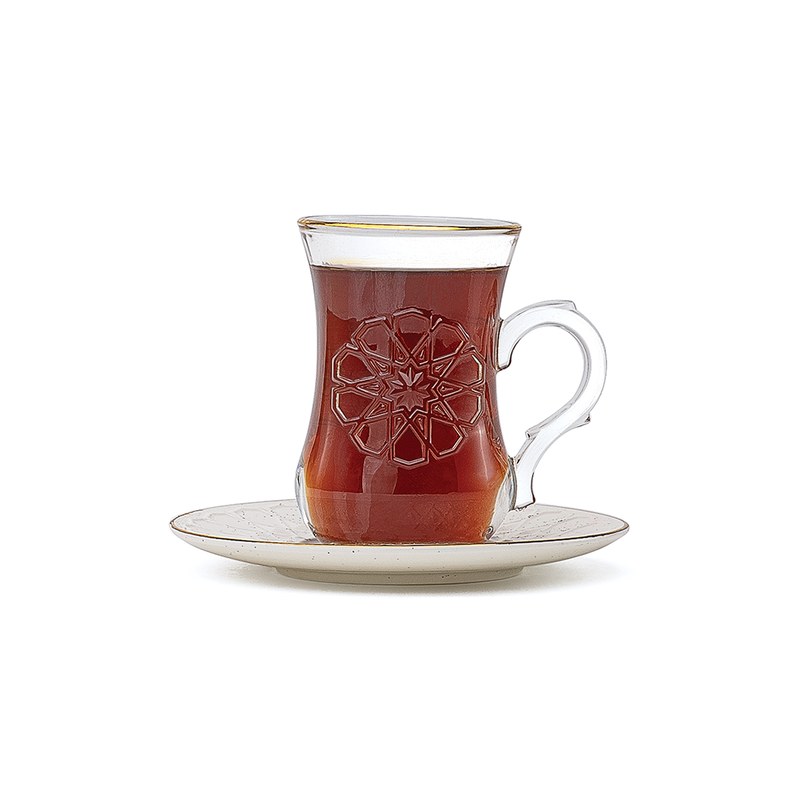 Rose Thermos RS-132 Set of 6 Piece Tea Cup and 6 Piece Saucers Set