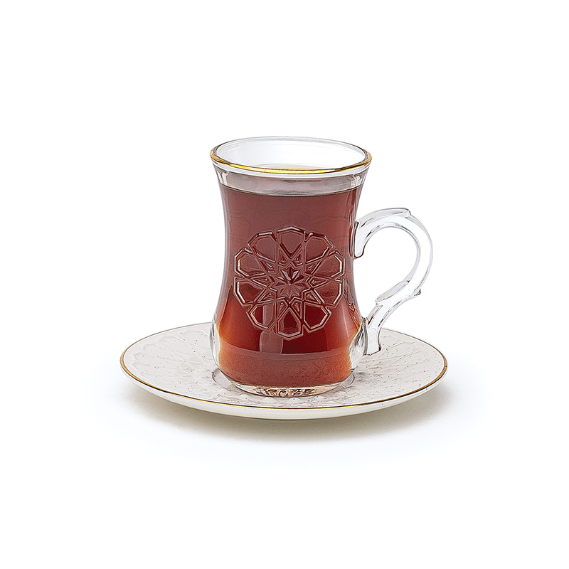 Rose Thermos RS-132 Set of 6 Piece Tea Cup and 6 Piece Saucers Set