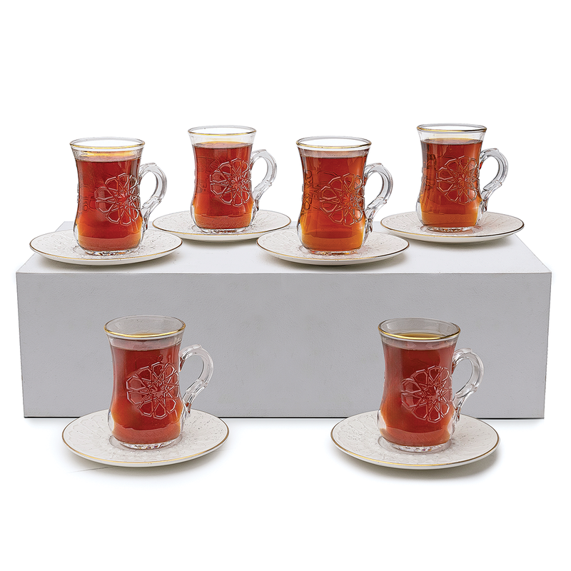Rose Thermos RS-132 Set of 6 Piece Tea Cup and 6 Piece Saucers Set