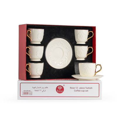 Rose Thermos 12 Pcs Coffee Set RS-624 Model (6 Cups + 6 Saucers)
