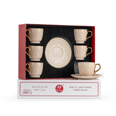 Rose Thermos 12 Pcs Coffee Set RS-624 Model (6 Cups + 6 Saucers)