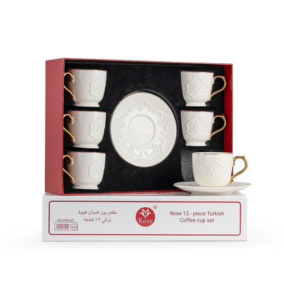 Rose Thermos 12 Pcs Coffee Set RS-624 Model (6 Cups + 6 Saucers)